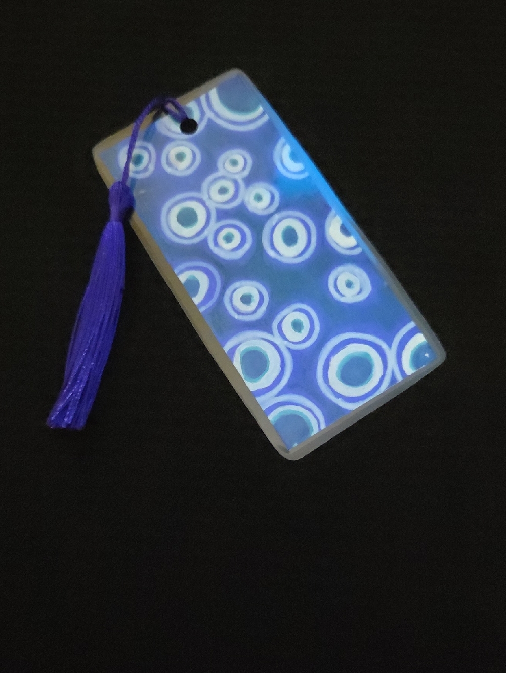 Blue Pattern Bookmark with Tassel